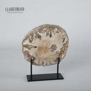 创意树化石书夹书靠书立 样板房家居办公室书房装饰品木化石摆件