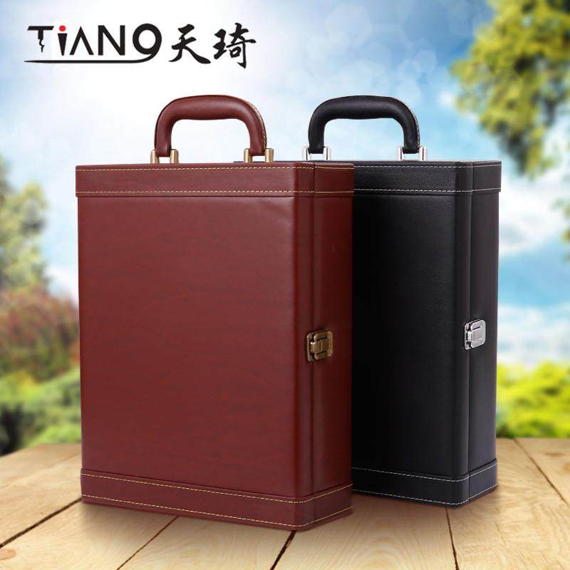 红酒盒双支皮盒礼品盒葡萄酒拉菲盒冰酒包装盒定做logo现货