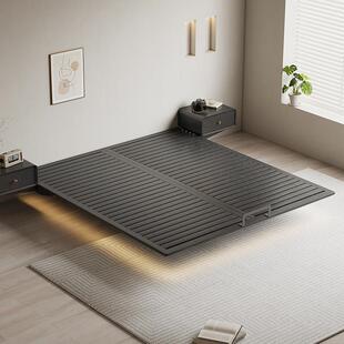 无床头床全实木悬浮床榫卯结构主卧齐边无靠背悬空床橡木排骨床架