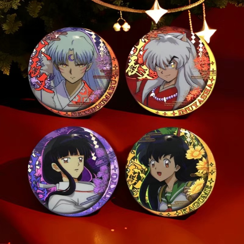 犬夜叉风花雪月系列反光吧唧徽章犬夜叉杀生丸戈微桔梗谷子周边