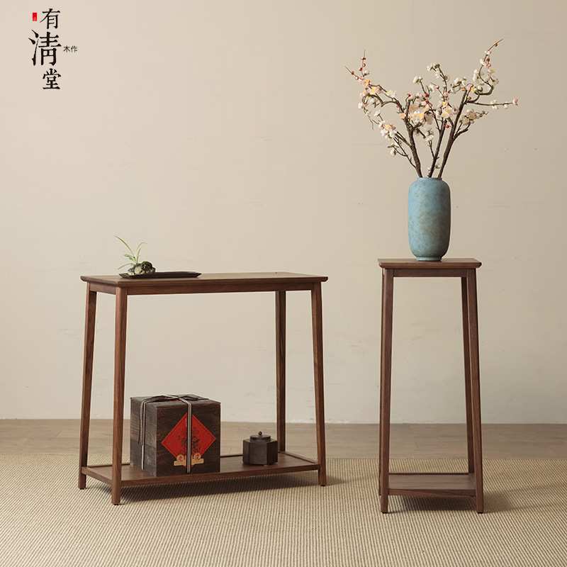 有清堂实木黑胡桃木阳台花架置物架多肉花架玄关花架花几展示架