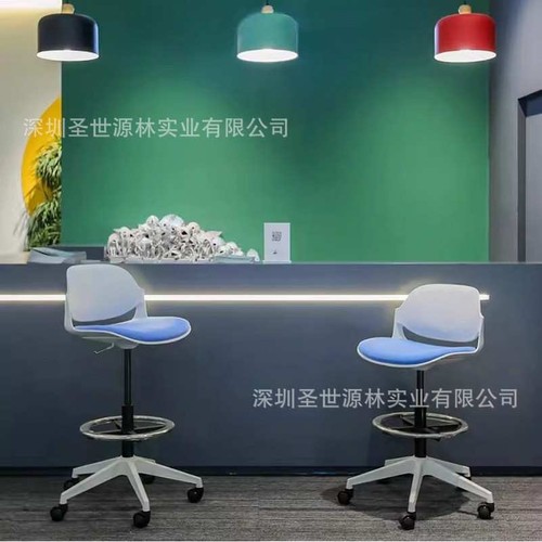 升降吧台椅现代简约休闲咖啡厅旋转移动高脚吧凳前台椅设计师吧椅