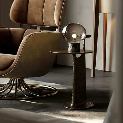 现代创意设计玄武边几豪宅客厅家用沙发角几Tallow锻打工艺边几