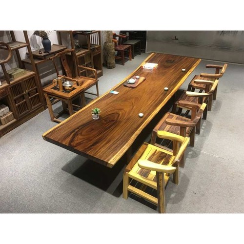 胡桃木大板椅中式公司办公茶台画案胡桃客厅餐桌茶桌实木原木茶桌