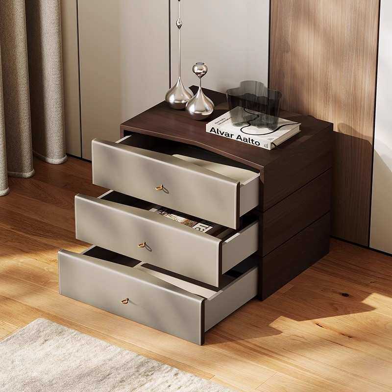 鼎立诚意式极简旋转马鞍皮床头柜现代简约设计师款卧室家用柜子