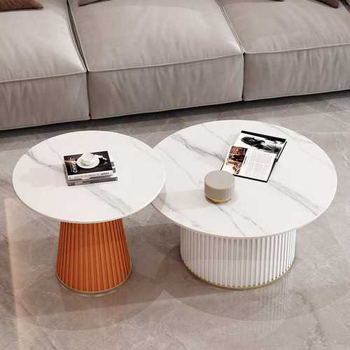 北欧轻奢岩板小茶几客厅沙发边几小户型极简小圆桌商务组合茶桌子