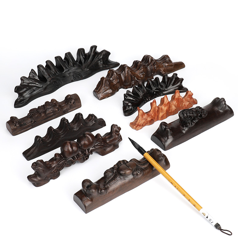 入相实木笔山毛笔架托笔搁书法镇纸多功能文房四宝笔架山古风挂笔