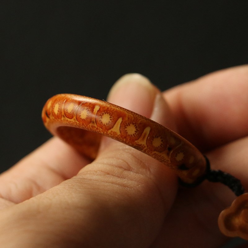 精品纯手工精磨天然满钉老竹根竹圈竹根雕竹环指环挂件小吊坠文玩