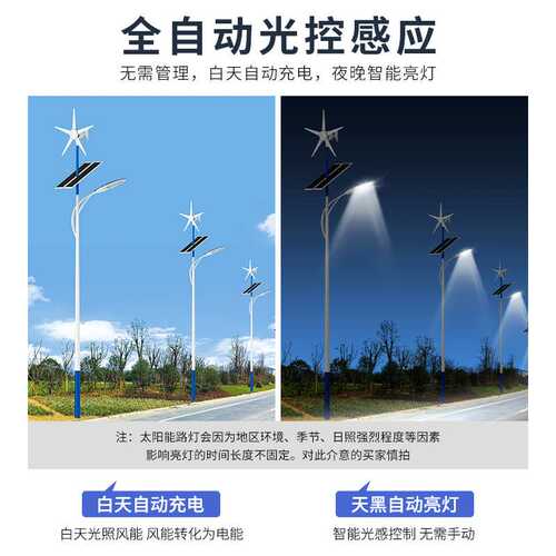 太阳能户外灯LED风光新农村路灯风力互补发电超亮遥控控制