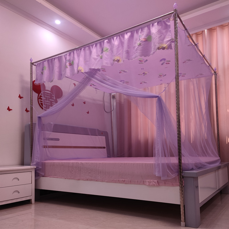 单开门蚊帐家用1.8m床1.5老式纹账公主1.35落地支架1.2米2.0x2.2