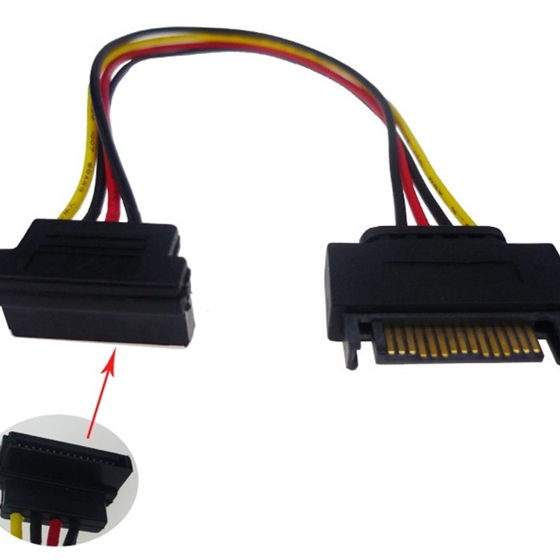 弯头 直角 90度 SATA电源延长线 SATA 15Pin串口电源延长线 20CM