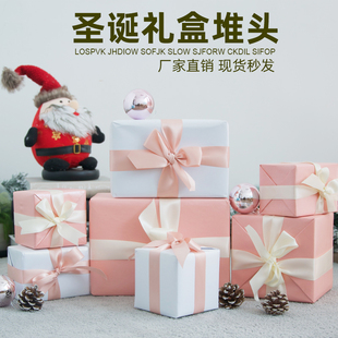 饰品商场礼盒金红场景布置圣诞树摆件 商场橱窗新年开业美陈堆头装