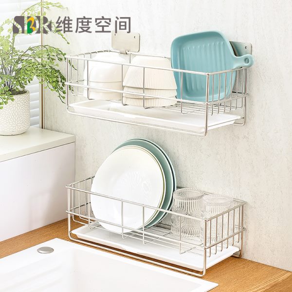 窄款沥水碗架 304不锈钢碗碟收纳架壁挂厨房碗盘架小型碗筷置物架