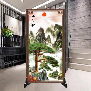 屏风隔断客厅家用办公室入户落地山水进门遮挡玄关迎客松移动座屏