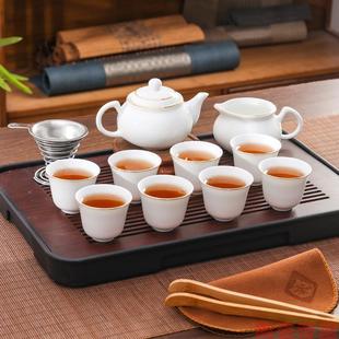 简约轻奢描金盖碗茶杯公道杯冲茶壶家用泡茶 白玉陶瓷功夫茶具套装