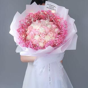 超大束满天星干花永生花香皂玫瑰花束送女友生日表白款高级感礼物