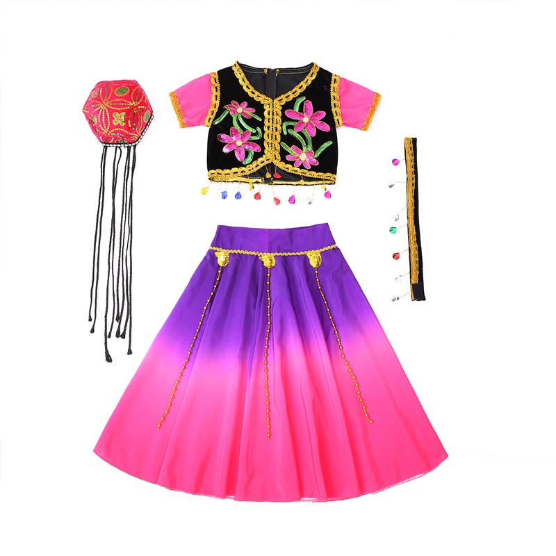花儿为什么这样红舞蹈服维吾族服装舞起幸福鼓大摆裙演出服儿童