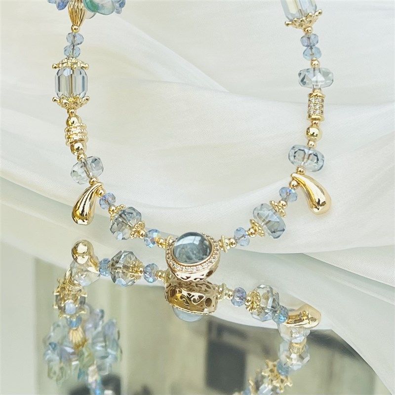 海蓝宝手机链女挂手腕水晶挂绳挂链2025年新款轻奢小众精致手机绳