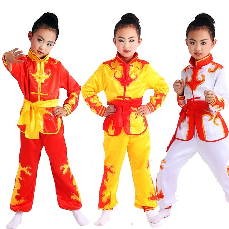 红色白色儿童演出服服装舞蹈新款打鼓舞腰鼓武术敲鼓服幼中小学生