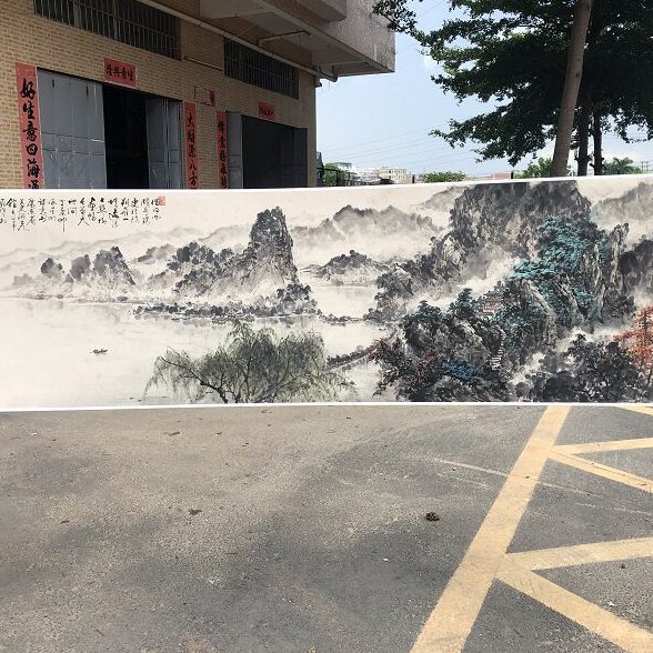 蔡景星 借问西湖 客厅大堂会所巨幅中式装饰画山水画微喷宣纸画芯