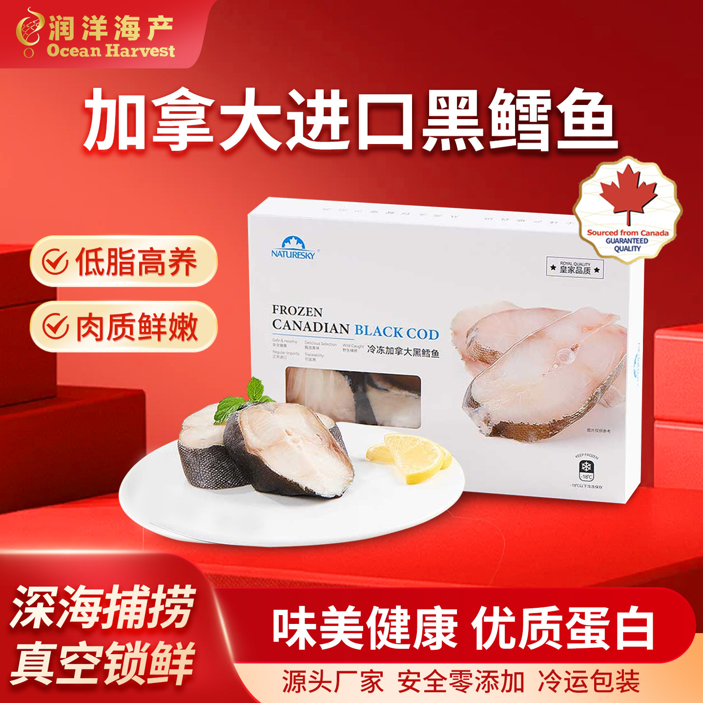 NATURESKY加拿大黑鳕鱼深海冷冻鳕鱼袋装切片无污染海鲜300g