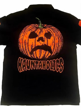 Halloween pumpkin head T-shirt retro pattern couple y2k