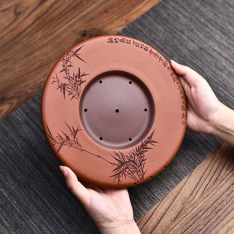 全纯手工紫砂干泡台茶2872桌家盘储式双层壶承茶垫陶水瓷茶小型用