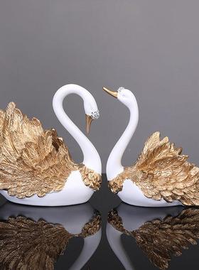 现代轻奢风工天鹅摆小件北欧居客厅电视酒柜装饰品艺礼品摆饰结婚