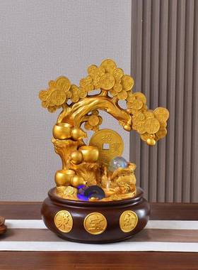 业H50053招财观中式流水摆件循环水风客水轮厅办公室桌面景乔迁开