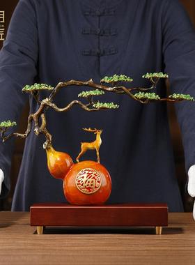 大YTJ820明铜匠铜葫芦摆客招办公厅室装饰件入户财玄关乔迁新居礼