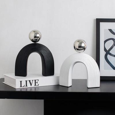 诚艺轻奢居高级感家软装饰客厅电视柜酒柜乔品迁艺银球拱门壁术小