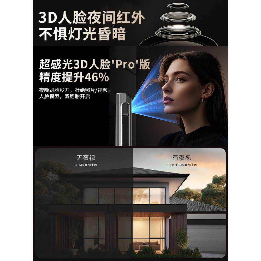 全动智能门自锁入户人用脸识别带HNU监控指纹锁防盗门密码锁家门