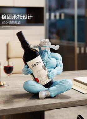 架肌新肉财神爷红酒摆件客厅玄关餐边柜an238301柜酒托酒装饰品乔