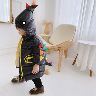 齐跃宝宝羽绒服冬季男女童1-3岁小恐龙中长款小童2加厚保暖外套潮