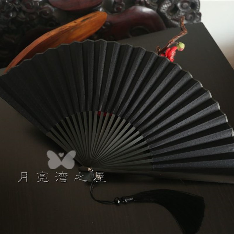 新款中国风8寸男扇复古汉服折扇夏季日用礼品扇新中式扇子海浪图