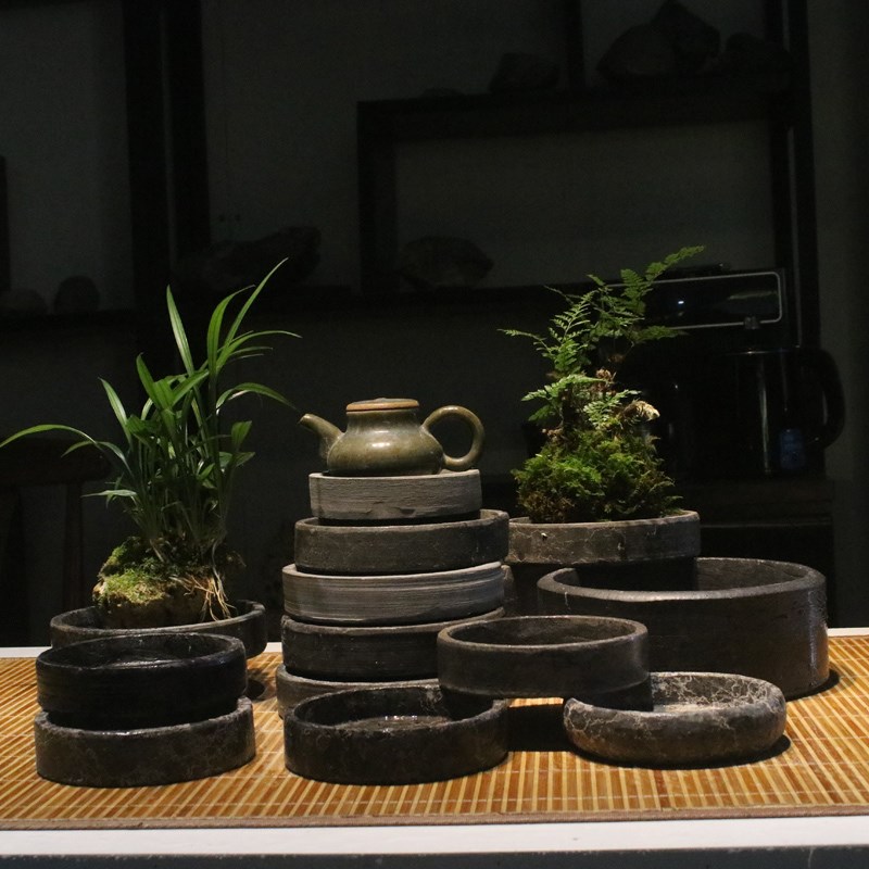 山野选集 天然青石盘环保石头壶承青石盘水盘茶托龟澡池食盘