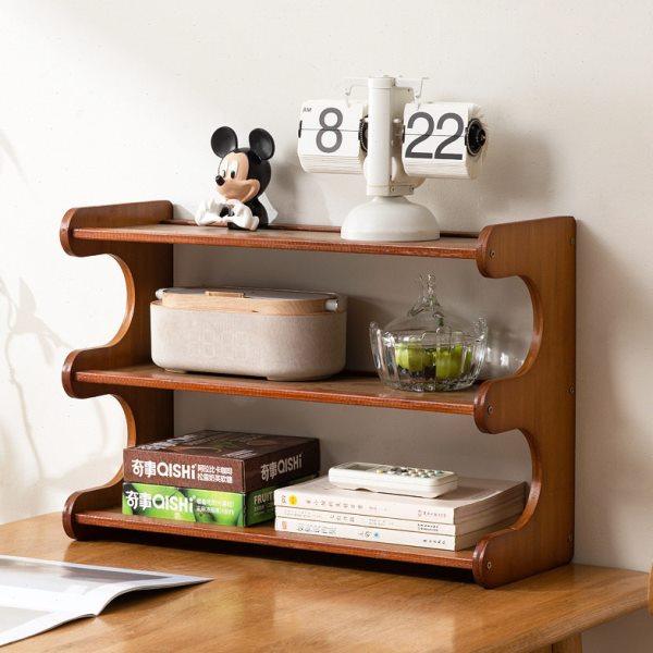 桌面书架家用多层简易置物架宿舍书柜公室工位收纳展示架楠竹,收纳整理,书桌收纳置物架,淘宝优惠券,粉丝福利购,淘宝优惠卷