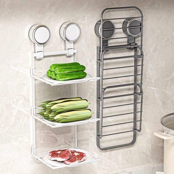 吸盘铁艺厨房备菜置物架多层配菜盘多功能壁挂可折叠放菜架厂,厨房/烹饪用具,配菜/备菜盘,淘宝优惠券,粉丝福利购,淘宝优惠卷