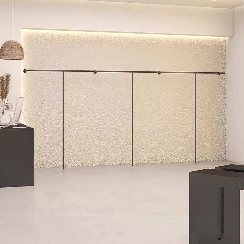 服装店哑光黑加粗展示架中岛挂衣架落地上墙货架女装店轻奢挂衣杆