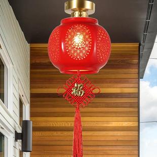 金全铜景德镇陶AS005瓷台过道关门厅色别墅走廊橱窗红灯笼莲玄阳