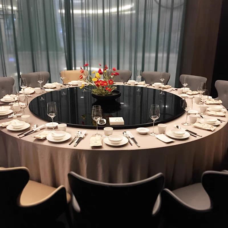 餐桌转盘钢化圆玻璃转盘家用圆桌台黑色圆面大圆转桌旋台转餐桌面