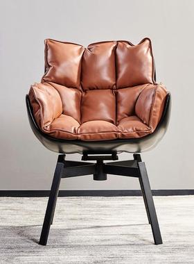 设计师餐椅轻真奢极简休皮可旋转餐椅大户型家用书小桌椅闲01354