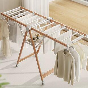 高端铝婴合晾衣架翼型折8160叠内家用室阳台儿金晾衣杆户外晒被子