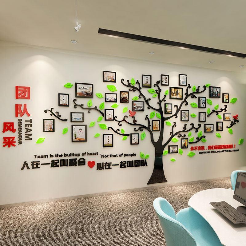 办公室氛围布置51036微微笑脸企员业公司装文化工风展示采照片墙