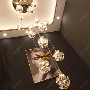 别墅覆式楼楼梯专用挑长吊灯挑空客厅高级感XYF水晶l高轻奢of间t