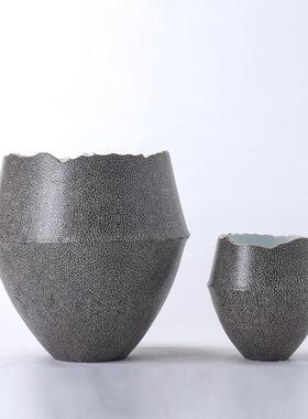 景德镇现代简高大温陶瓷口器摆件新中约式样板间客厅花HFH瓶花装