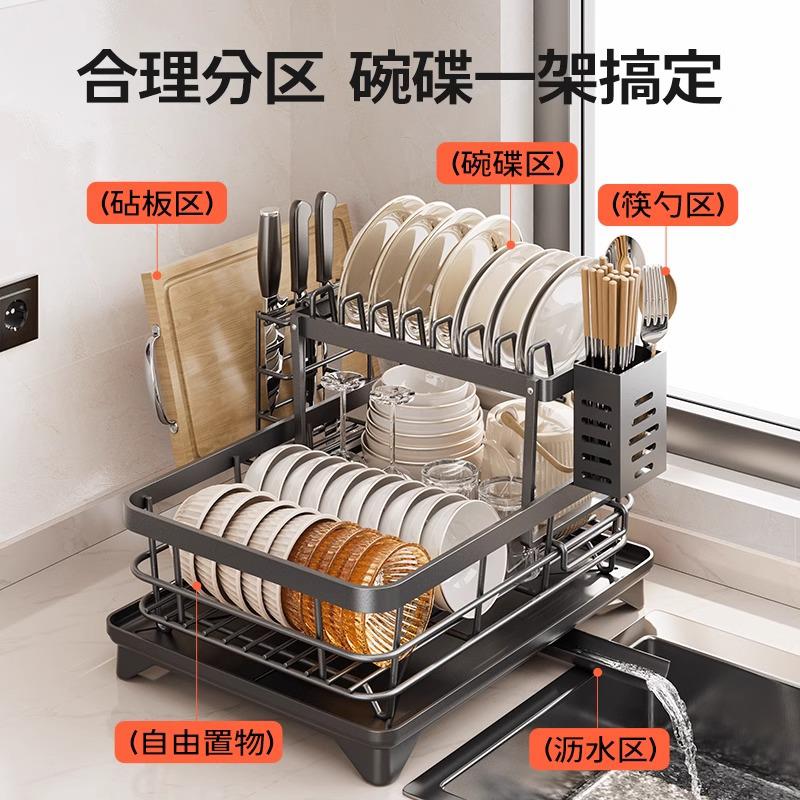 德国碗碟收纳层WPB架沥水碗架碗盘筷放碗碗碟子双层新款盘厨房置