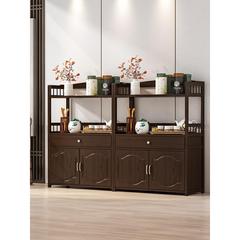 茶柜子13045新中式茶叶收纳柜客靠墙办水公竹室实木储物柜厅茶柜