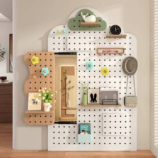 木洞板置物玄关墙上收实纳架定制入洞户架造型墙全身镜挂89795衣