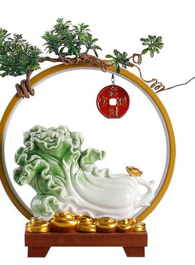 彷玉白菜酒摆装FY-900件百财来陶瓷福工艺品客厅办公室柜饰开业乔